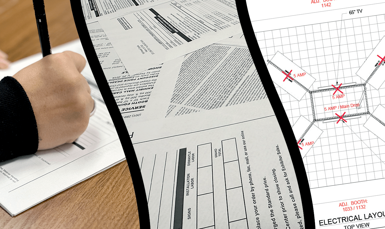 Paperwork for booth setup